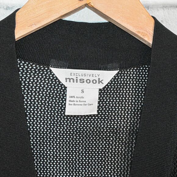 Exclusively MISOOK Women's Black Mesh Long Cardigan Jacket top Size Small - Picture 2 of 10